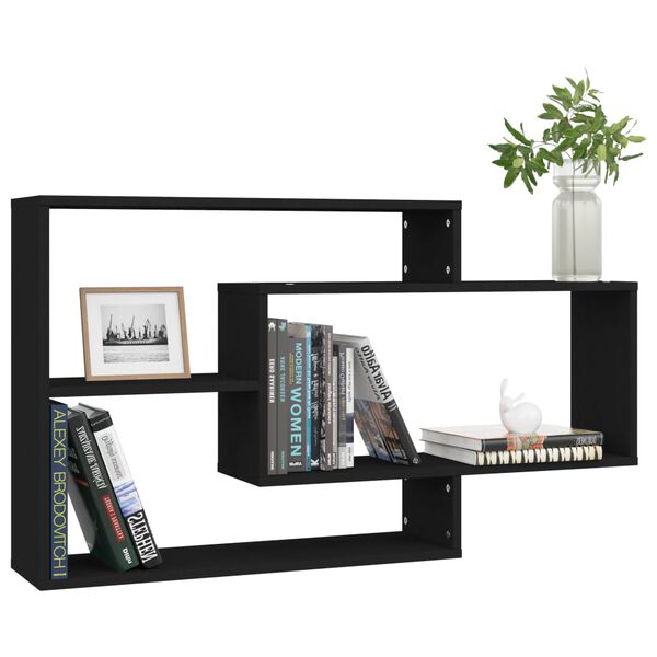 vidaXL Wall Shelf Black Engineered wood 40.9 x 7.9 x 23.0 in Wall Shelf