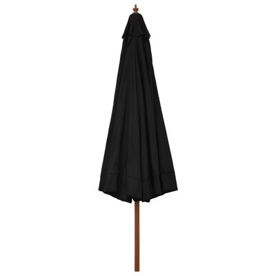vidaXL Outdoor Parasol with Wooden Pole 129.9" Black