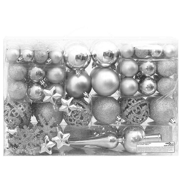 vidaXL Christmas Bauble Set Set of 111 Silver Polystyrene Various sizes