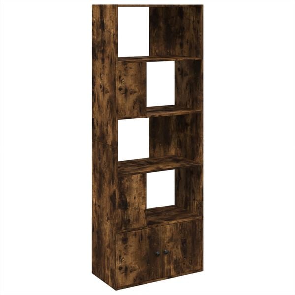 vidaXL Bookcase Smoked oak Engineered wood Tall Bookcase Rectangular