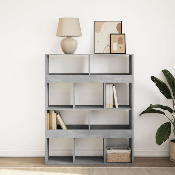 vidaXL Bookcase Concrete Grey Engineered Wood Medium Storage Bookcase