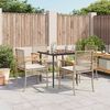 vidaXL Patio Dining Set Beige PE Rattan Medium Removable Covers