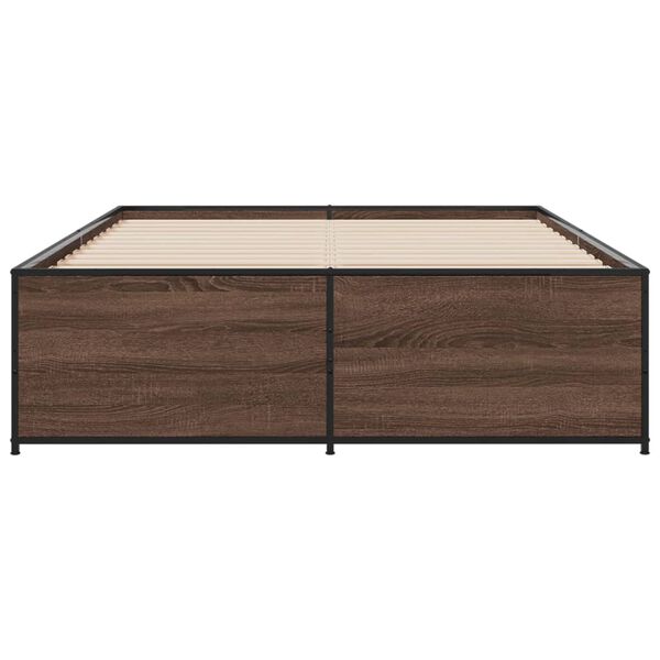 vidaXL Bed Frame Brown Oak Engineered Wood and Metal Double Durable