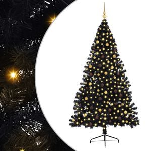 vidaXL Artificial Pre-lit Christmas Tree with 300 LEDs Black 94.5" PVC