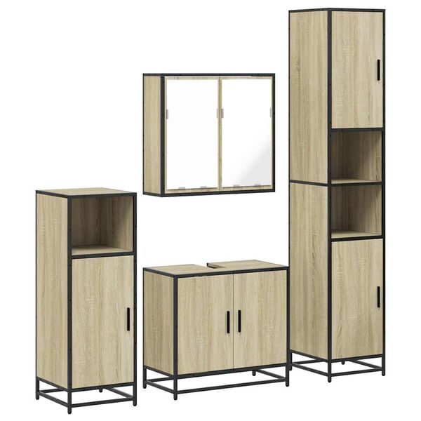 vidaXL Bathroom Furniture Set Sonoma oak Engineered wood, metal Medium