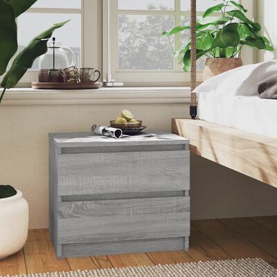 vidaXL Bed Cabinets 2 pcs Gray Sonoma 19.7"x15.4"x17.1" Engineered Wood