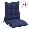 vidaXL Lowback Chair Cushion Set of 6 Navy Blue