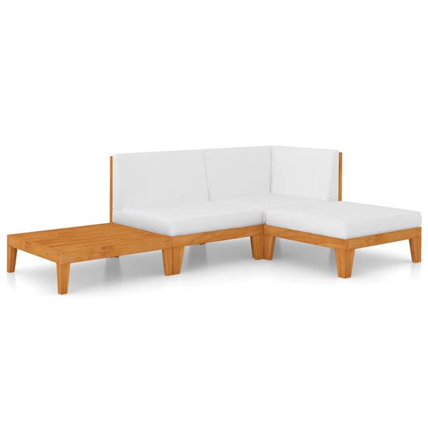 vidaXL Garden Lounge Set Cream white Solid Acacia wood, Polyester Medium