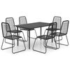 vidaXL 7 Piece Patio Dining Set PVC Rattan Black