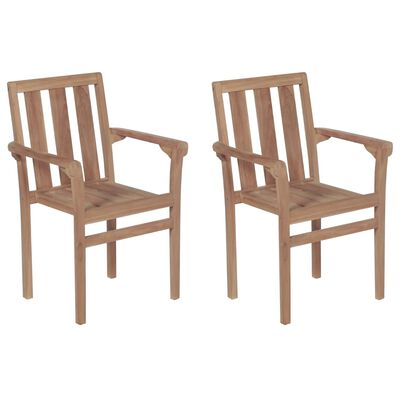 Two identical wooden chairs with beige cushions