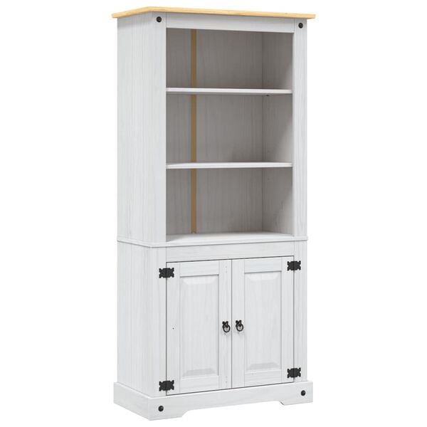 vidaXL Side Cabinet White body and brown top Solid pinewood
