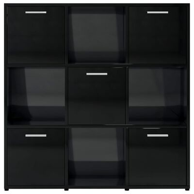 vidaXL Book Cabinet High Gloss Black 35.4"x11.8"x35.4" Chipboard