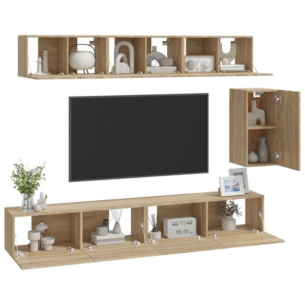 vidaXL TV Cabinet Set Set of 6 Sonoma Oak Engineered Wood Standard