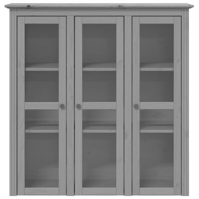 vidaXL Cabinet with Glass Doors BODO Gray Solid Wood Pine