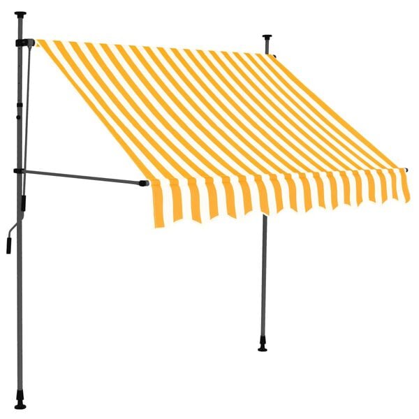 vidaXL Retractable Awning White and Orange Polyester with PU coating, Steel