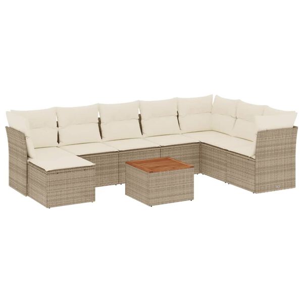 vidaXL Garden Sofa Set Beige, Cream white, Brown
