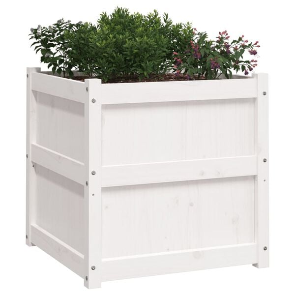vidaXL Garden Planter White Solid pine wood 24x24x24 in Garden Planter