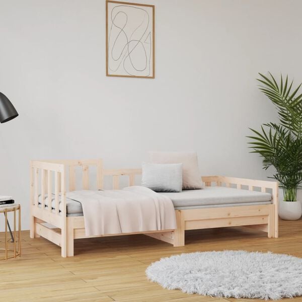 vidaXL Day Bed Natural Wood Solid pine wood Double
