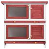 vidaXL Rabbit Hutch Red Solid pine wood Large Pull-Out Rabbit Hutch