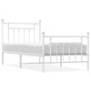 vidaXL Bed Frame White Powder-coated steel Twin Durable Bed Frame