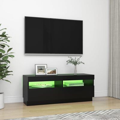 vidaXL TV Stand with LED Lights Black 39.4"x13.8"x15.7"