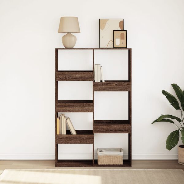 vidaXL Bookcase Brown Oak Engineered Wood Large Modern Sleek