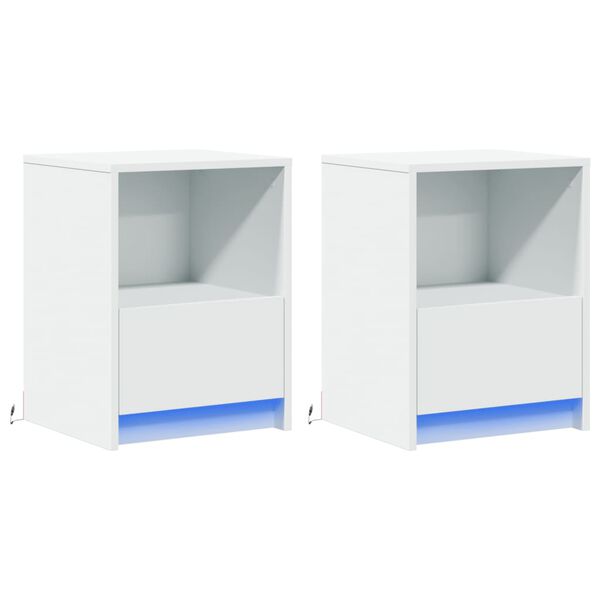 vidaXL Bedside Cabinet Set of 2 White Engineered wood Standard