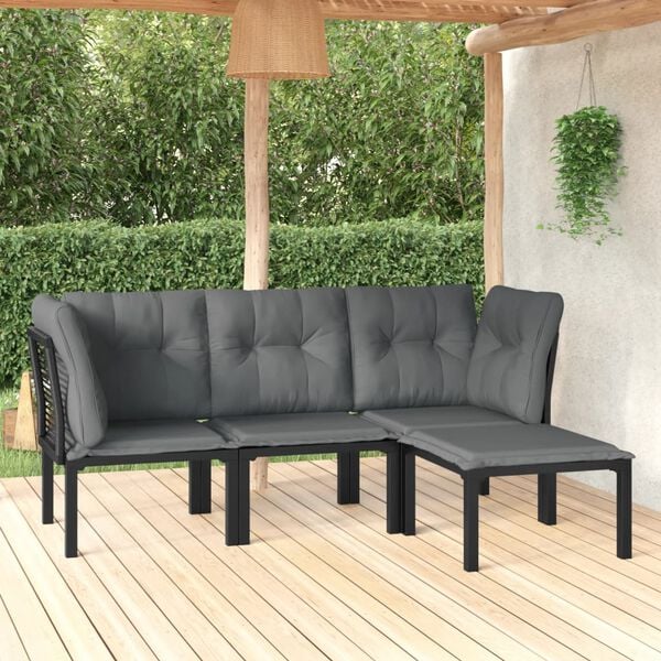 vidaXL Garden Lounge Set Black and Dark Grey