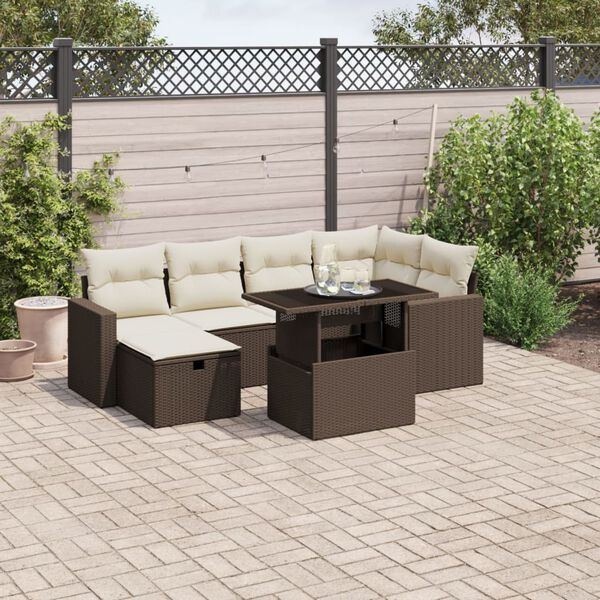 vidaXL Garden Sofa Set Brown, Cream white