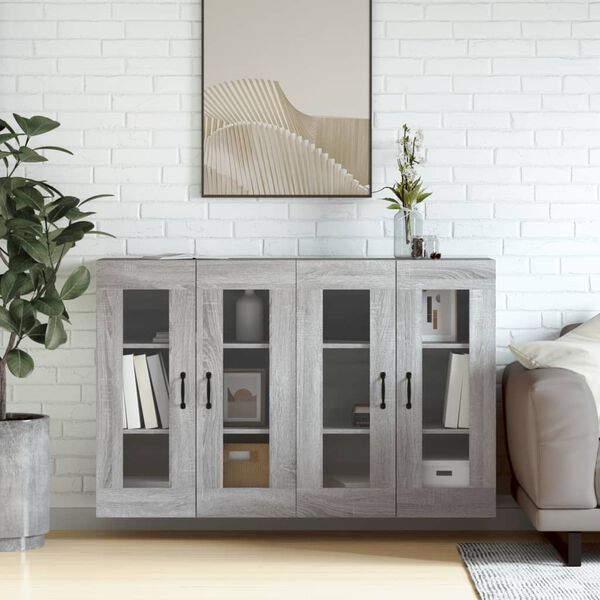 vidaXL Wall Mounted Cabinet Set of 2 Grey sonoma