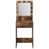 vidaXL Dressing Table with Shelf Smoked Oak 19.69 x 16.14 x 53.15 in