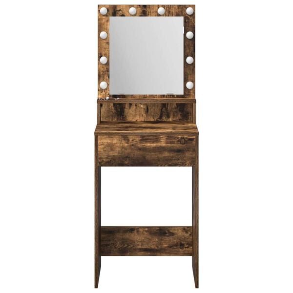 vidaXL Dressing Table with Shelf Smoked Oak 19.69 x 16.14 x 53.15 in