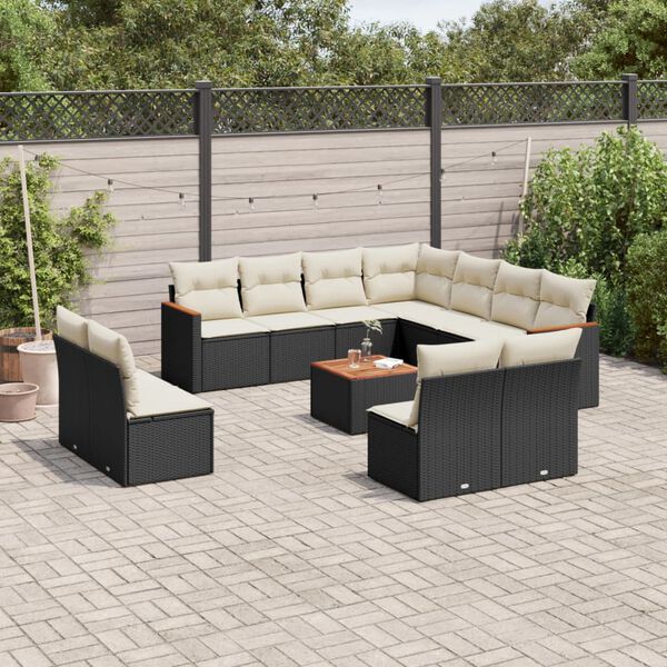 vidaXL Garden Sofa Set Black PE rattan Large Modular Garden Sofa Set