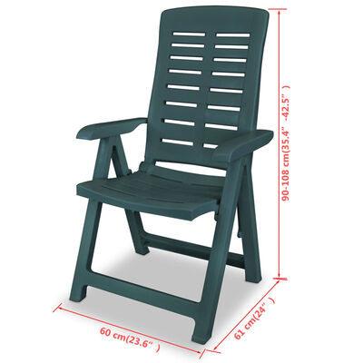 vidaXL Reclining Patio Chairs 2 pcs Plastic Green