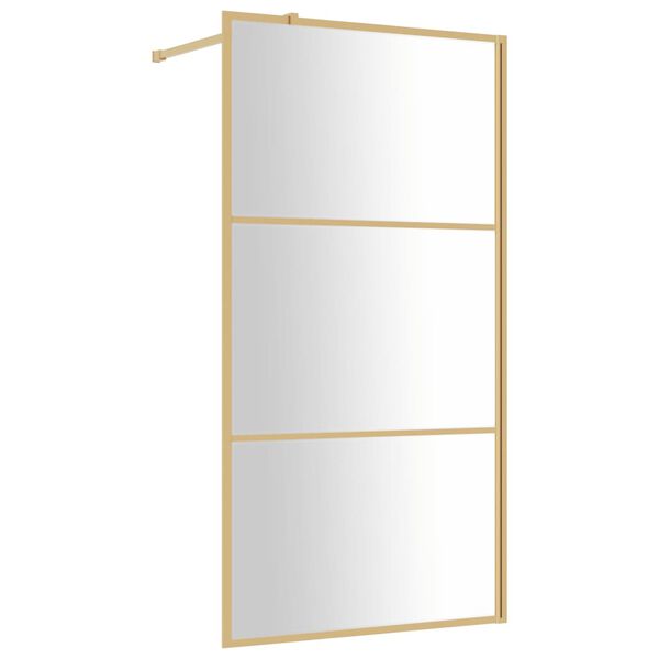 vidaXL Walk-in Shower Wall with Clear ESG Glass Gold 39.4"x76.8"