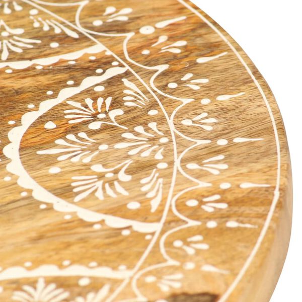 vidaXL Stool Brown with white patterns Solid mango wood 15.0x15.0x13.8 in