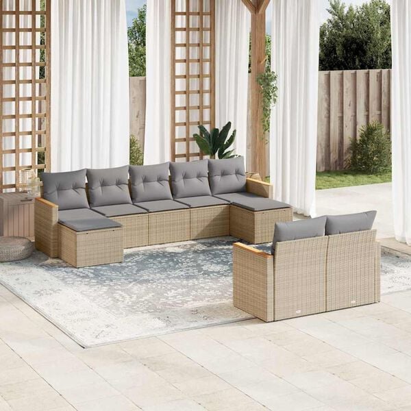 vidaXL Garden Sofa Set Beige, Light Grey