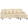 vidaXL 3-Seater Sofa with Footstool Cream 70.9" Fabric