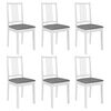 vidaXL Dining Chair Set of 6 White and Grey Solid Wood and 100% Polyester