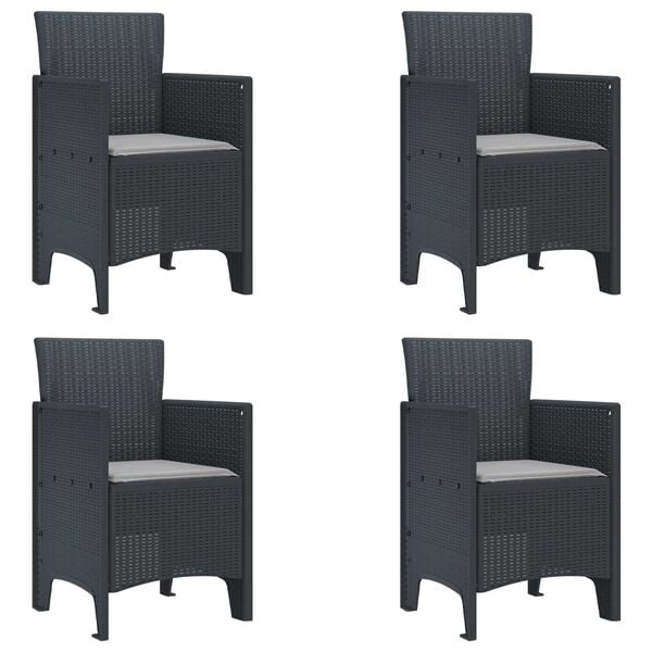 vidaXL Garden Chair 4 pcs Anthracite 20.87 x 19.29 x 33.46 in