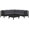 vidaXL Garden Lounge Set Black Solid pinewood Modular, 6-piece Square
