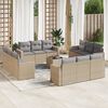 vidaXL Garden Sofa Set Beige PE rattan, Powder-coated steel, Tempered glass