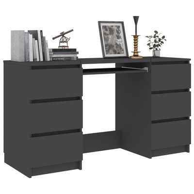 vidaXL Writing Desk Gray 55.1"x19.7"x30.3" Engineered Wood