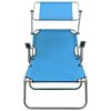 vidaXL Outdoor Sunbed Blue Powder-coated steel, fabric Standard Foldable
