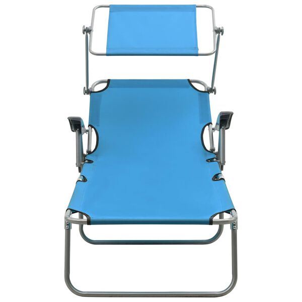 vidaXL Outdoor Sunbed Blue Powder-coated steel, fabric Standard Foldable