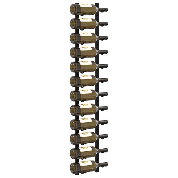 vidaXL Wall Mounted Wine Rack for 12 Bottles Black Iron