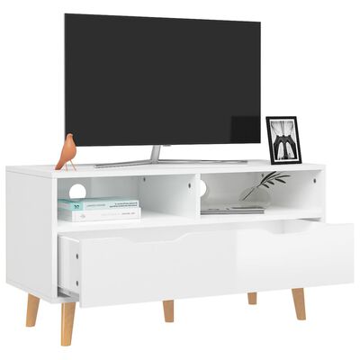 vidaXL TV Stand High Gloss White 35.4"x15.7"x19.1" Engineered Wood