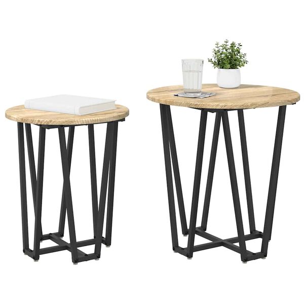 vidaXL Side Table Set 2 pcs Sonoma Oak and Black