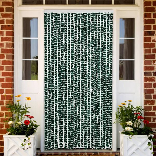 vidaXL Fly Curtain Green and White 35.4x78.7" Chenille