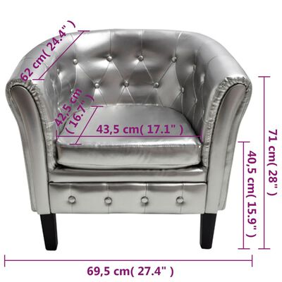 vidaXL Tub Chair Silver Faux Leather
